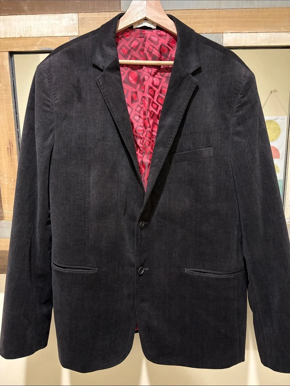 Haupt 2 button Velvet blazer men’s. Brown with black subtle pattern. 58 Eu size